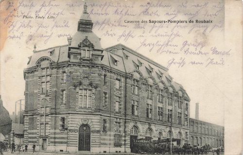 Caserne Kaserne des Sapeurs-Pompiers des Roubaix Frankreich Postkarte AK 1915