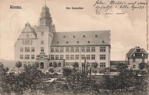Das Gymnasium in Worms Rheinland-Pfalz Postkarte AK