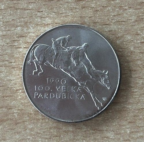 Tschechoslowakei 100 Kronen 1990 Rennen in Pardubice Silber