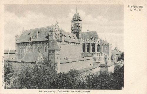 Marienburg Südostecke des Hochschlosses Marienburg Westpreussen Postkarte AK