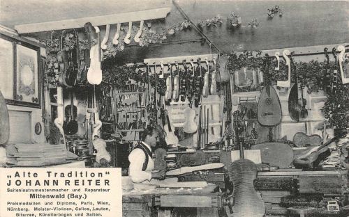 "Alte Tradition" Johann Reiter Saiteninstrumentmacher Mittenwald Postkarte AK