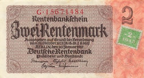 2 Rentenmark 30.1.1937 Kupon SBZ-2 Sowj. Besatzungszone DDR Kuponausgabe 1948