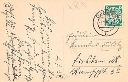 DANZIG Kirche St.Marien , Postkarte Briefmarke Danzig 1939