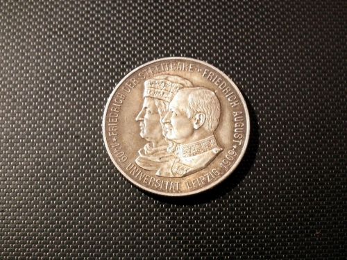 Sachsen 2 Mark 1909 Universität Leipzig Friedrich August III Silber