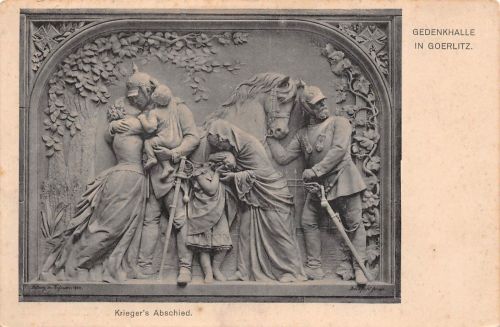 Kriegers Abschied Gedenkenhalle in Görlitz Sachsen Postkarte AK