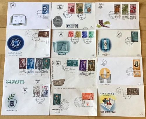 Lot / Konvolut Briefe 12 Belege FDC Israel 1954 – 1959