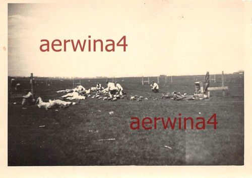 Arbeitsmänner Mittagspause Flugplatz Proßnitz Mähren
