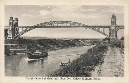 AK Grünthal Hochbrücke Schiff Kaiser Wilhelm Kanal Schleswig-Holstein ungelaufen