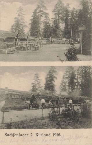 Ansicht Sachsenlager 2 Kurland Ostpreussen Patriotika Postkarte AK 1916