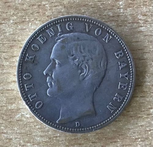 5 Mark Otto König von Bayern 1898 D Kaiserreich Silber