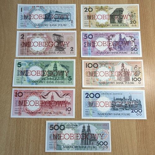 1-500 Zloty 9 Geldscheine Polen Zloty Nieobiegowy Sammler Banknoten