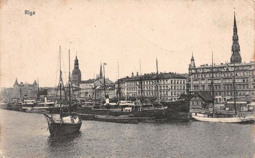 Riga Düna Schiffe Postkarte