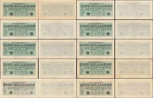Konvolut 10 x 1 Milliarde Mark 20.10.1923 Reichsbanknoten DEU-144