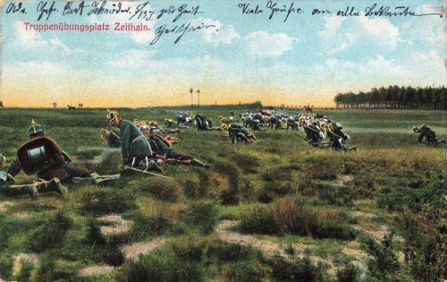 Soldaten bei der Übung Truppenübungsplatz Zeithain Sachsen Postkarte AK 1911