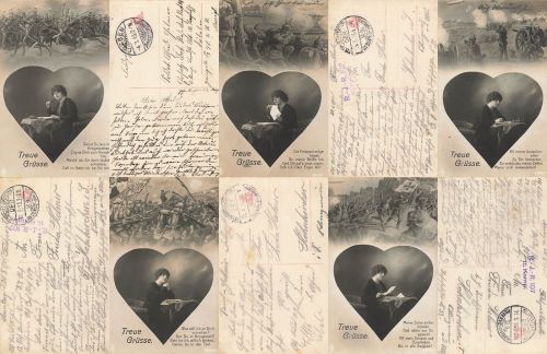 5 x AK Treue Grüße Artillerie Ulanen Patriotika Militär 1.WK 1915