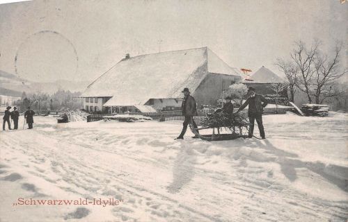 "Schwarzwald-Idylle" Schnee Baden-Württemberg Postkarte AK 1906