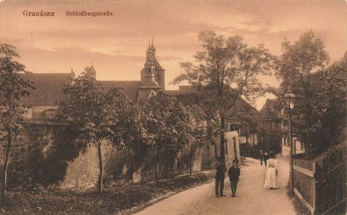 Schlossbergstrasse mit Blick zur Kirche Graudenz Westpreussen Postkarte AK 1915