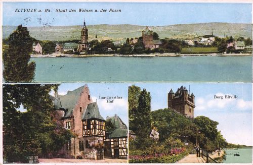 Largenwerther Hof und Burg in Eltville am Rhein Hessen Postkarte AK 1937