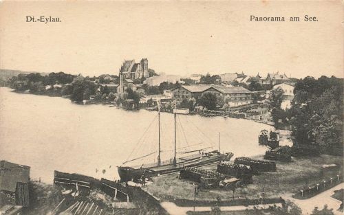 Panorama am See Dt. Eylau Westpreussen Postkarte AK
