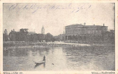 Uferstraße mit Wilja Fluss Wilno Nadbrzena Litauen Postkarte AK 1915