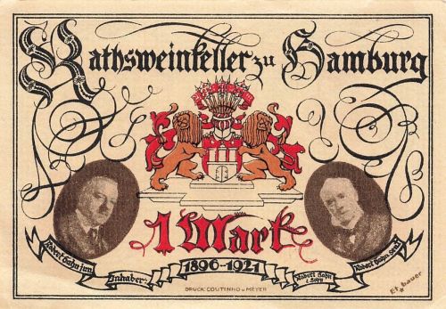1 Mark Notgeld HAMBURG Ratsweinkeller Robert Hahn