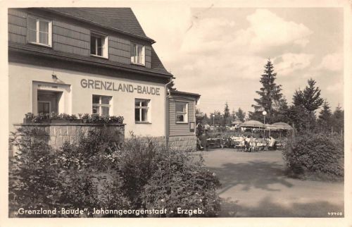 "Grenzland-Baude" Johanngeorgenstadt Erzgeb. Bes. Rudolf Lindner AK 1939