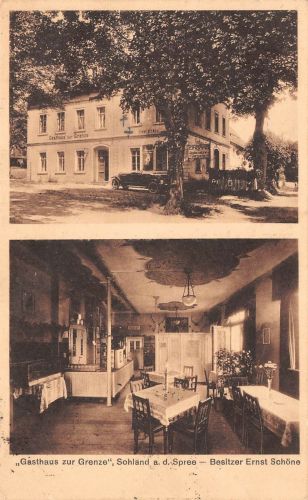 "Gasthaus zur Grenze" Sohland a.d. Spree Besitzer Ernst Schöne Postkarte AK 1931