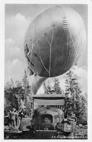 Franz. Beute LKW Latil mit Fesselballon Aufklärung Fotokarte