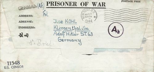 POW Kriegsgefangenschaft Brief Post USA 2wk Camp-Camp Gordon WH Prisoner War