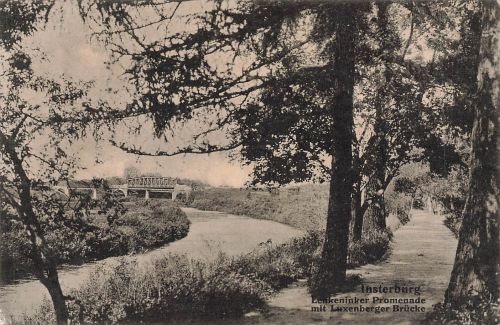 AK Insterburg Lenkeninker Promenade Luxenberger Brücke Ostpreußen 1917 Postkarte