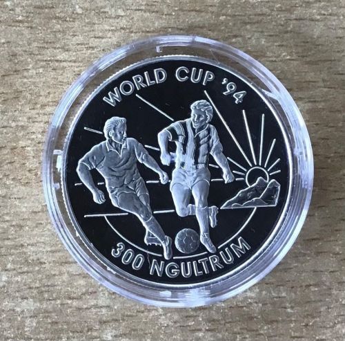 Bhutan 300 Ngultrum 1992 Kampf um Ball Fußball PP Silbermünze Mit Zertifikat