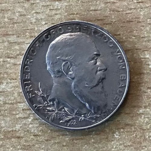 2 Mark Friedrich Großherzog von Baden 1902 G Silbermünze