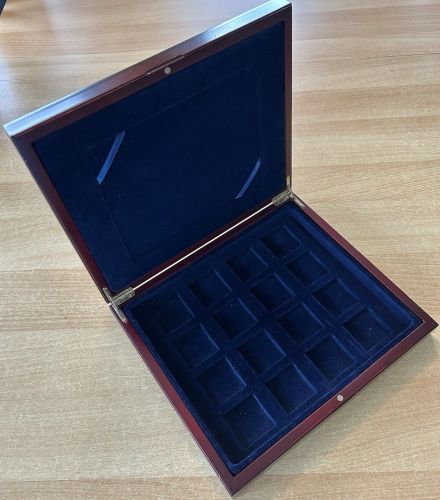 Leer Holz Etui Holzmünzbox für 16 Münzen Medaillen