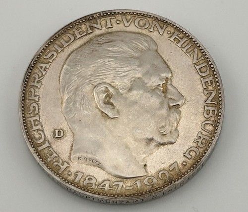 Weimar Medaille 1927 D auf den 80. Geburtstag von Hindenburg PP
