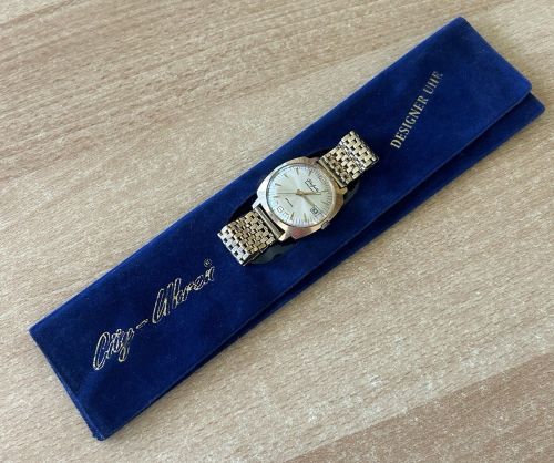 Herren Armbanduhr Glashütte Spezimatic mit Datumsanzeige Goldplaque 26 Rubis
