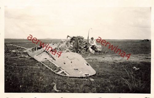 Deutscher Offizier am abgeschossenen Flugzeug vor Kiew Ukraine Ostfront