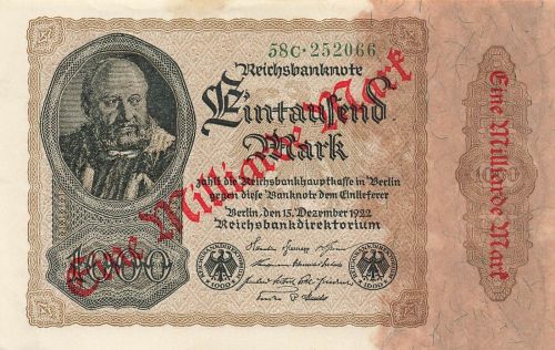 Reichsbanknote 1 Milliarde Mark Überdruck auf 1000 Mark vom 15.12.1922 DEU-126