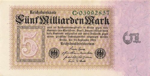 Reichsbanknote 5 Milliarden Mark 10.9.1923 Ro.112a/ DEU-132a