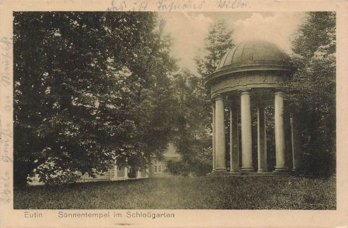 AK Eutin Sonnentempel Schlossgarten Schleswig-Holstein 1922 gelaufen Postkarte