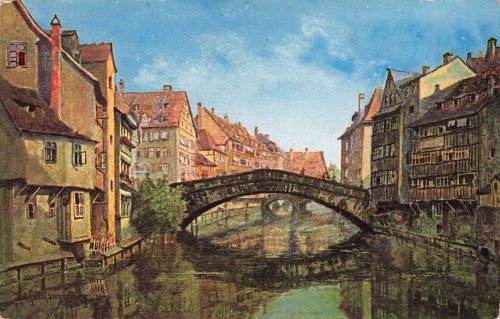 AK Nürnberg Fleischbrücke Bayern 1923 gelaufen Postkarte