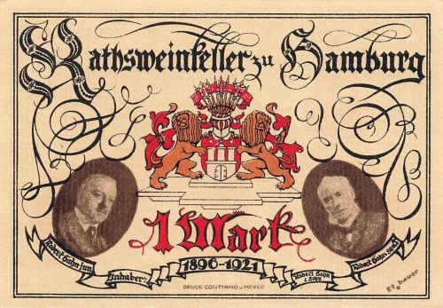 1 Mark Notgeld HAMBURG Ratsweinkeller Robert Hahn