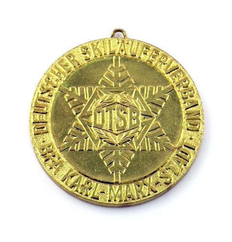DDR Medaille Deutscher Skiläuferverband BFA Karl-Marx-Stadt DTSB 1973 goldfarben