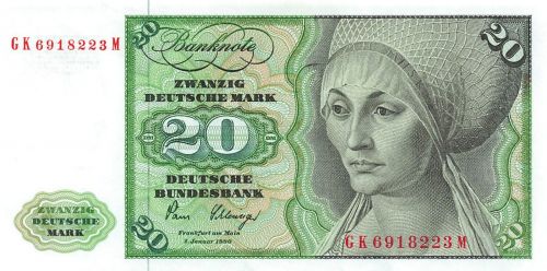 20 Deutsche Mark 2.1.1980 BRD-31a Kassenfrisch/UNC
