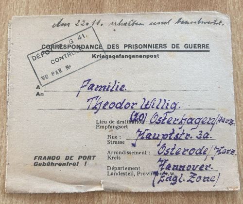 Kriegsgefangenenpost Frankreich Amboise 41 Inder Et Loir 27.10.1946