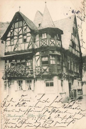 AK Bacharach altes Haus Rheinland-Pfalz 1898 gelaufen Postkarte
