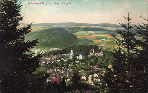 AK Schwarzenberg Stadtansicht Sachsen Erzgebirge 1917 gelaufen Postkarte