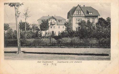 AK Bad Oppelsdorf Josefquelle Zollamt Schlesien gelaufen 1912 Postkarte
