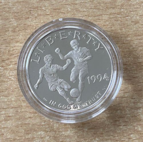 1 Dollar 1994 Usa Zweikampf ￼Fußball PP Silber mit Zertifikat