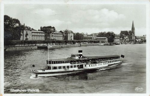 AK Wiesbaden Rhein Dampfer Hessen 1940 gelaufen Postkarte