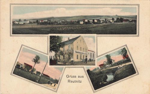 AK Reutnitz Gasthof grüne Aue Schlesien 1916 gelaufen Postkarte